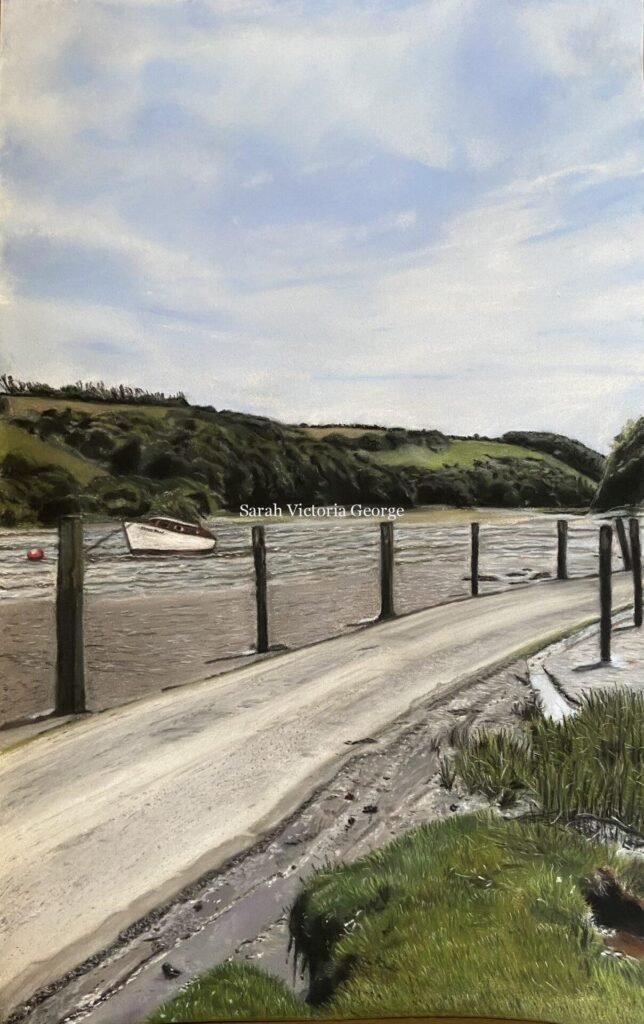 Soft Pastel Illustration for Murder Mystery Novel/Book Cover based in South Devon